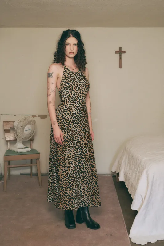 Resort Maxi Dress Soft Linen Leopard made by Fashion Brand Company