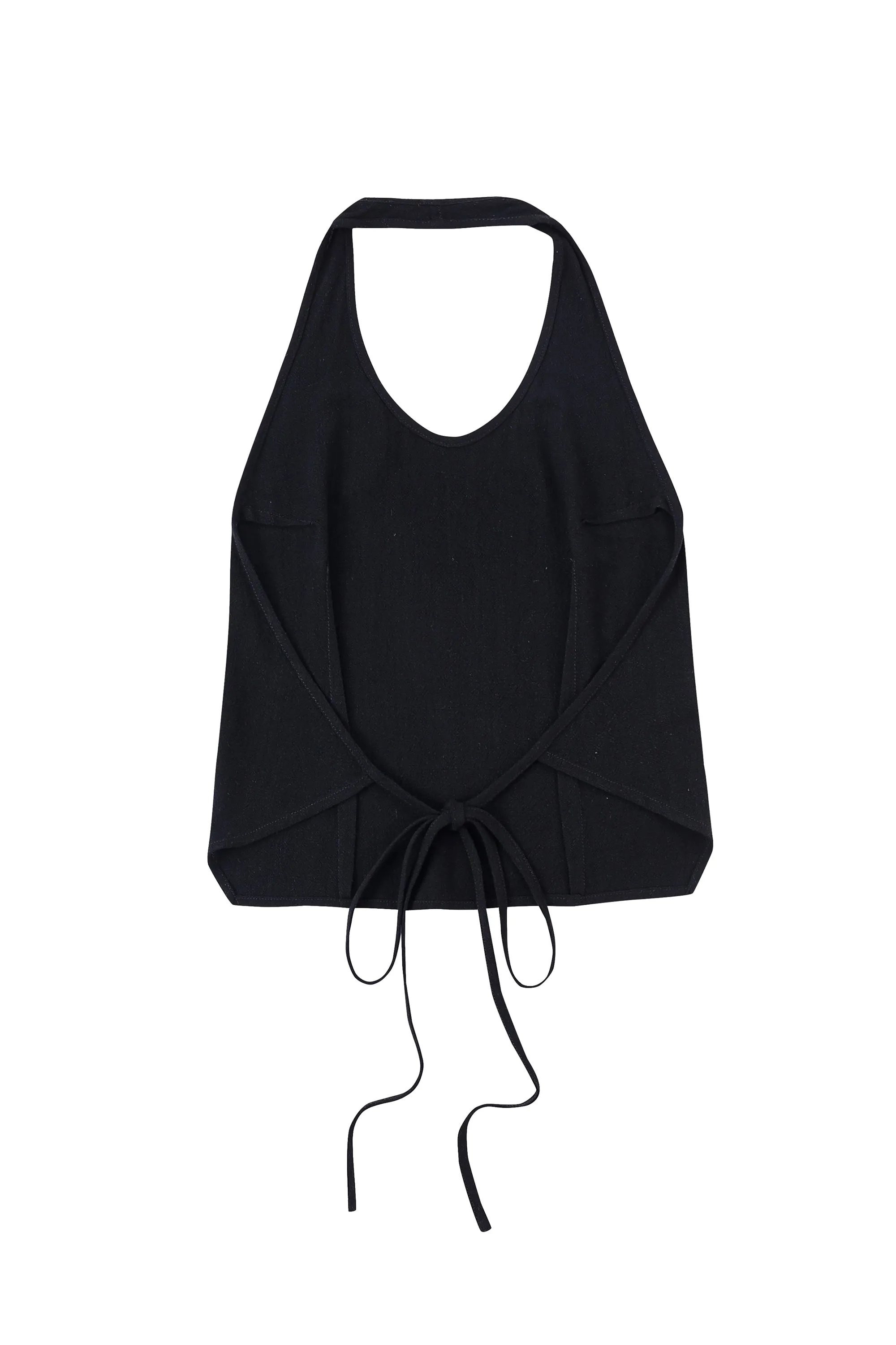Soft Linen Backless Halter Top Black sold by Fashion Brand Company product image thumbnail 3