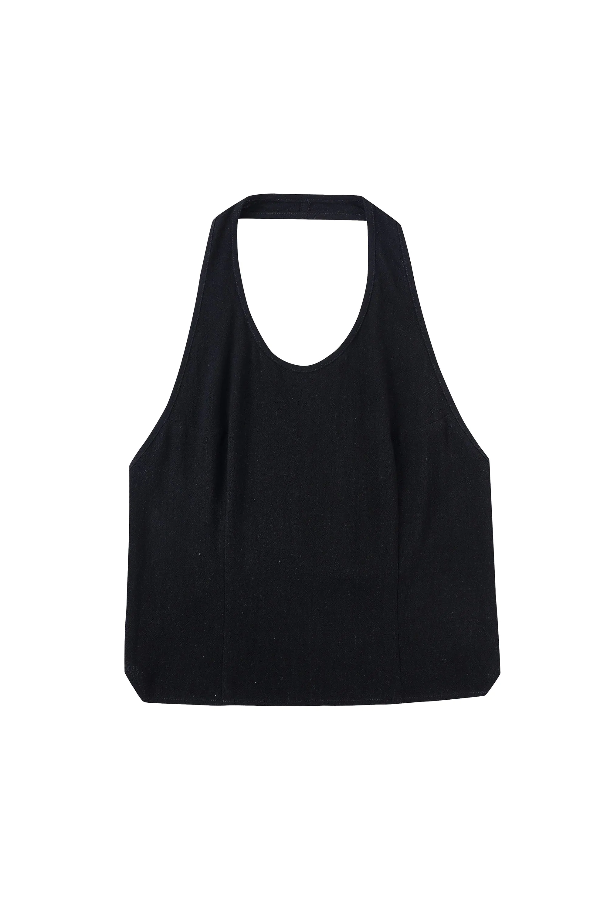 Soft Linen Backless Halter Top Black sold by Fashion Brand Company