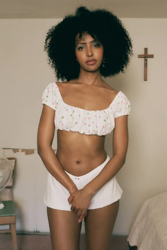 Soft Linen Gathered Bra Top Funfetti Dot made by Fashion Brand Company