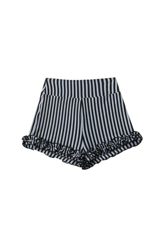 Striped Ruffle Shorts Blue Stripe made by Fashion Brand Company