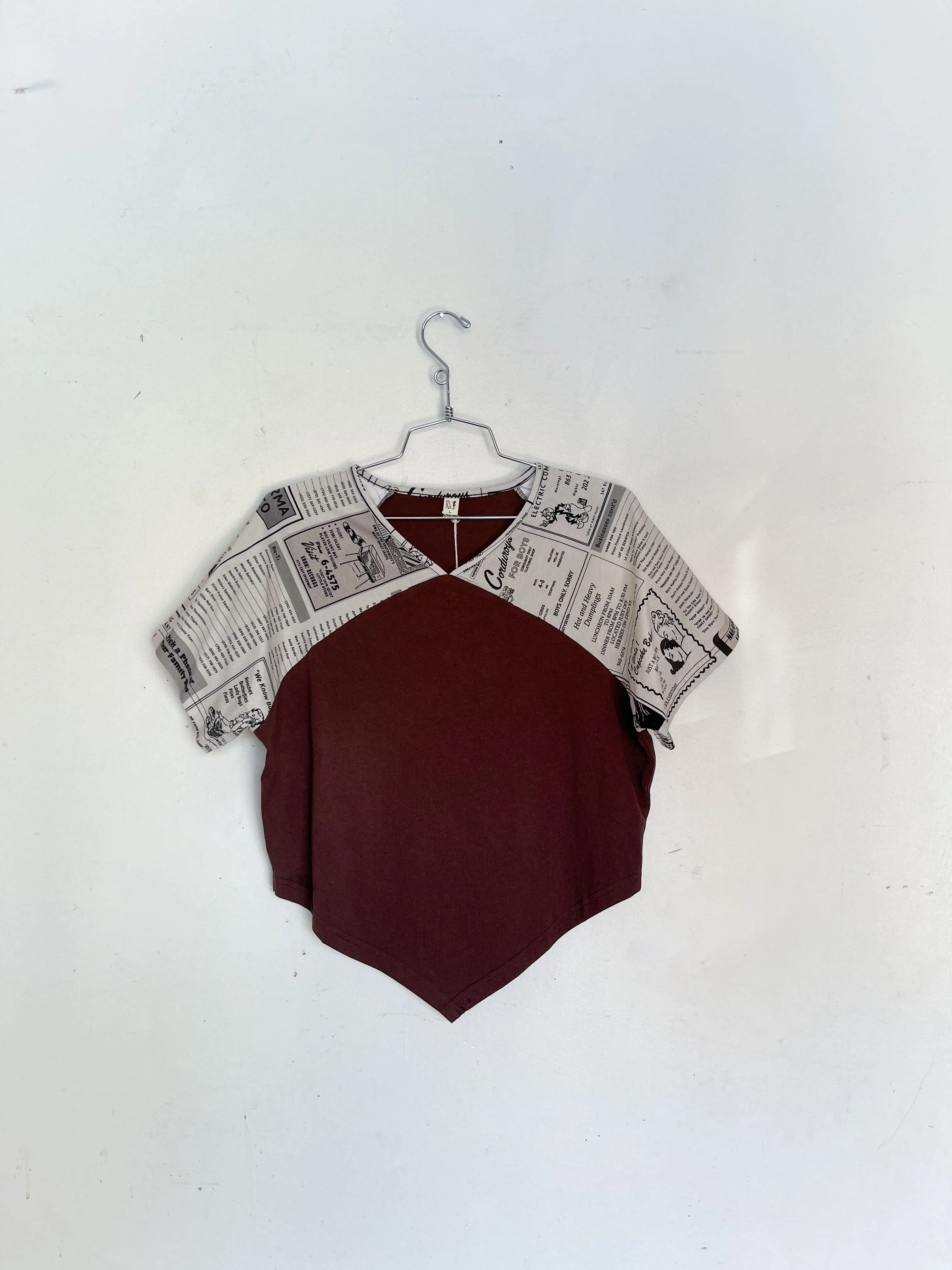 #26: L Scrap Raglan Tee - Brown / White Pages sold by Fashion Brand Company