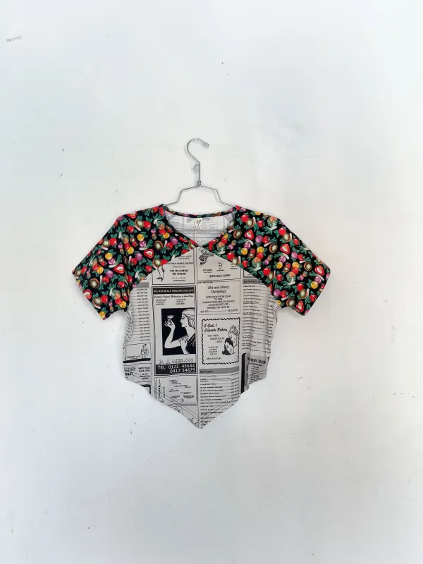 #27: Scrap Raglan Tee - White Pages / Vegetable Medley made by Fashion Brand Company
