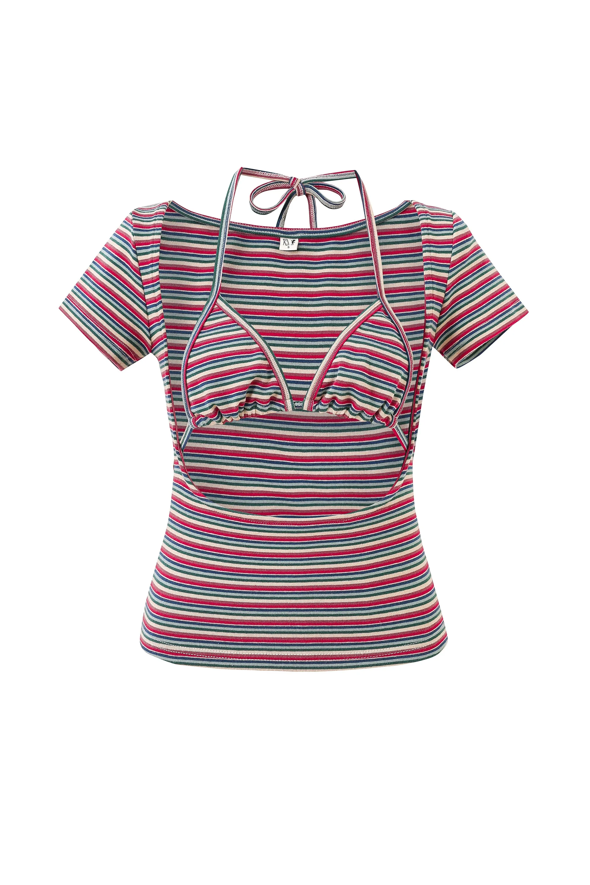 2 left - Monsanto Stripe Bikini Top Cotton Tee sold by Fashion Brand Company