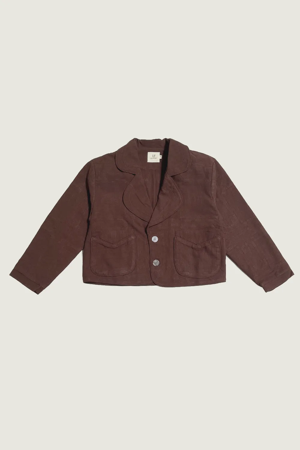 #3: S Scrap Sawtooth Star Quilted Soft Linen Crop Coat - Brown sold by Fashion Brand Company
