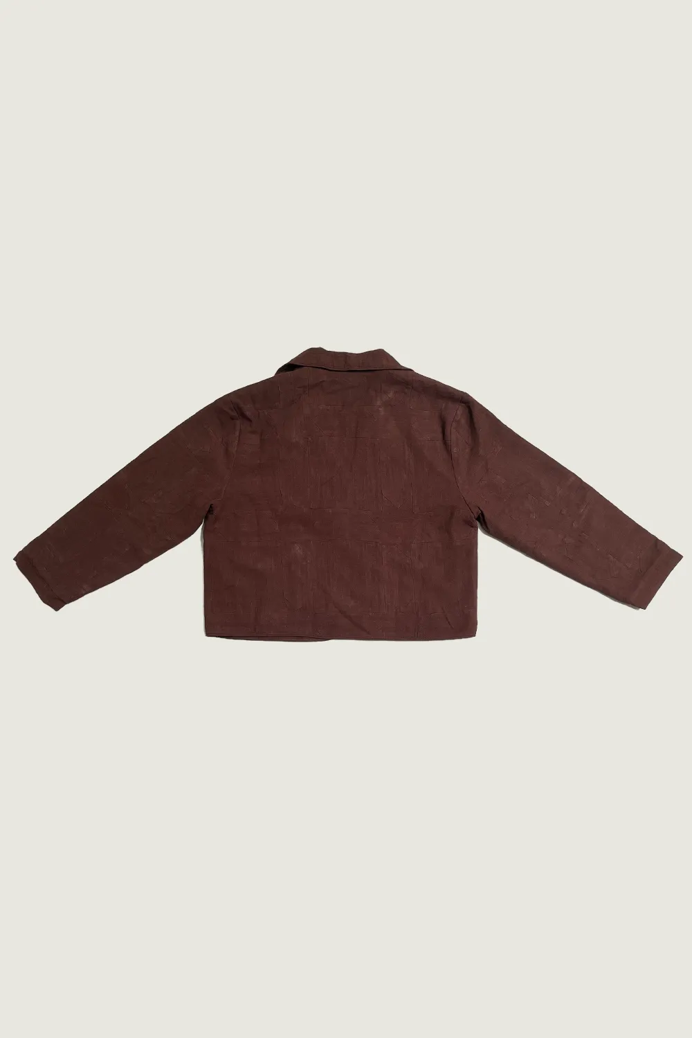 #3: S Scrap Sawtooth Star Quilted Soft Linen Crop Coat - Brown sold by Fashion Brand Company product image thumbnail 2
