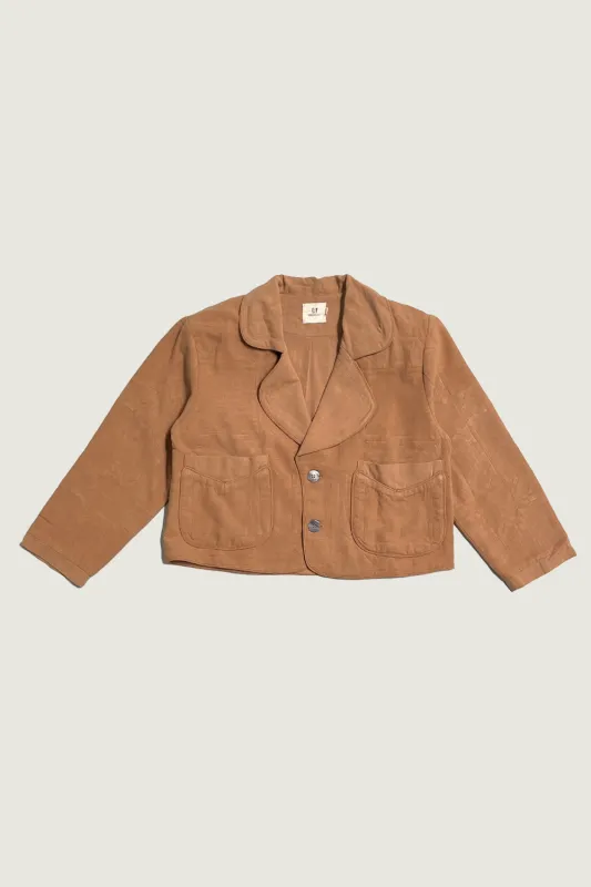 #4: M Scrap Sawtooth Star Quilted Soft Linen Crop Coat - Tan made by Fashion Brand Company