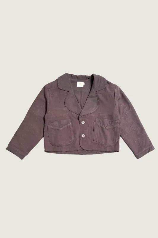 #5: M Scrap Sawtooth Star Quilted Soft Linen Crop Coat - Slate made by Fashion Brand Company