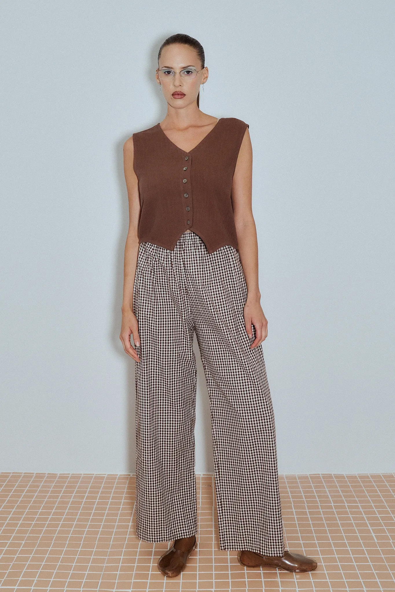 Lazy Pants Brown Gingham sold by Fashion Brand Company product image thumbnail 2