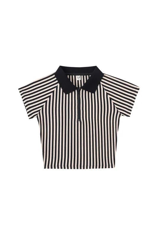 Referee Zip Polo Cream Stripe made by Fashion Brand Company