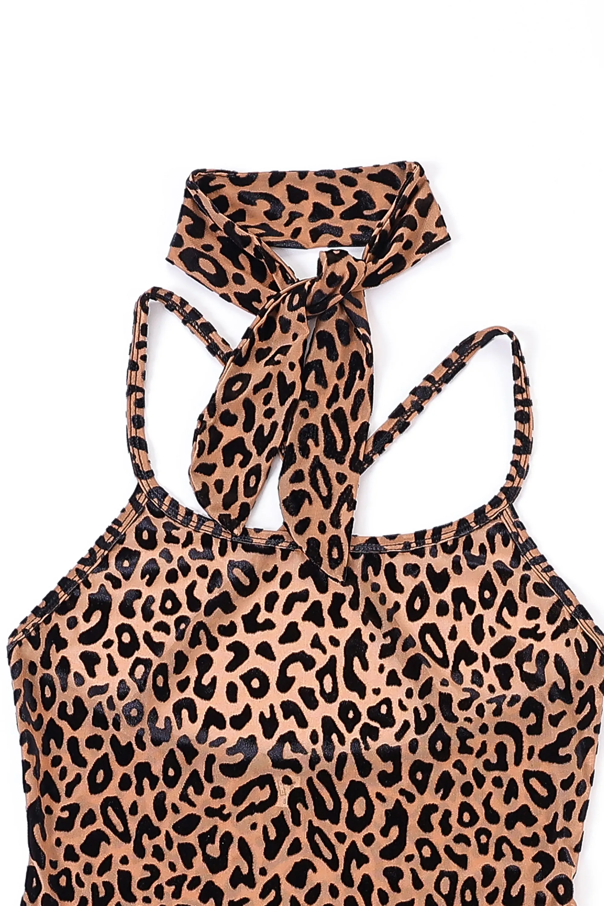 New Jersey Leopard Mesh Mini Dress with Scarf sold by Fashion Brand Company product image thumbnail 5