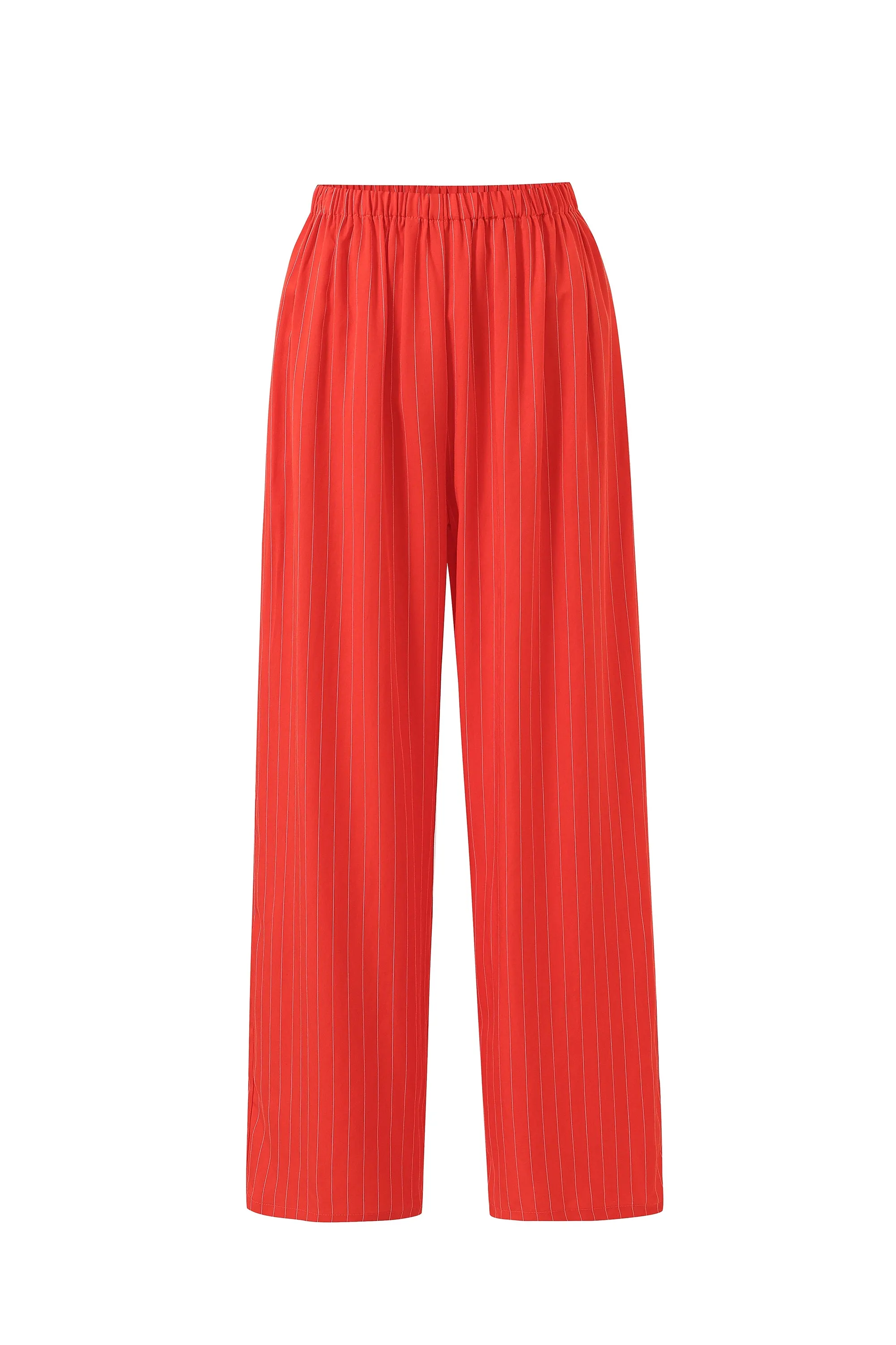 Tencel Stripe Lazy Pants Red sold by Fashion Brand Company