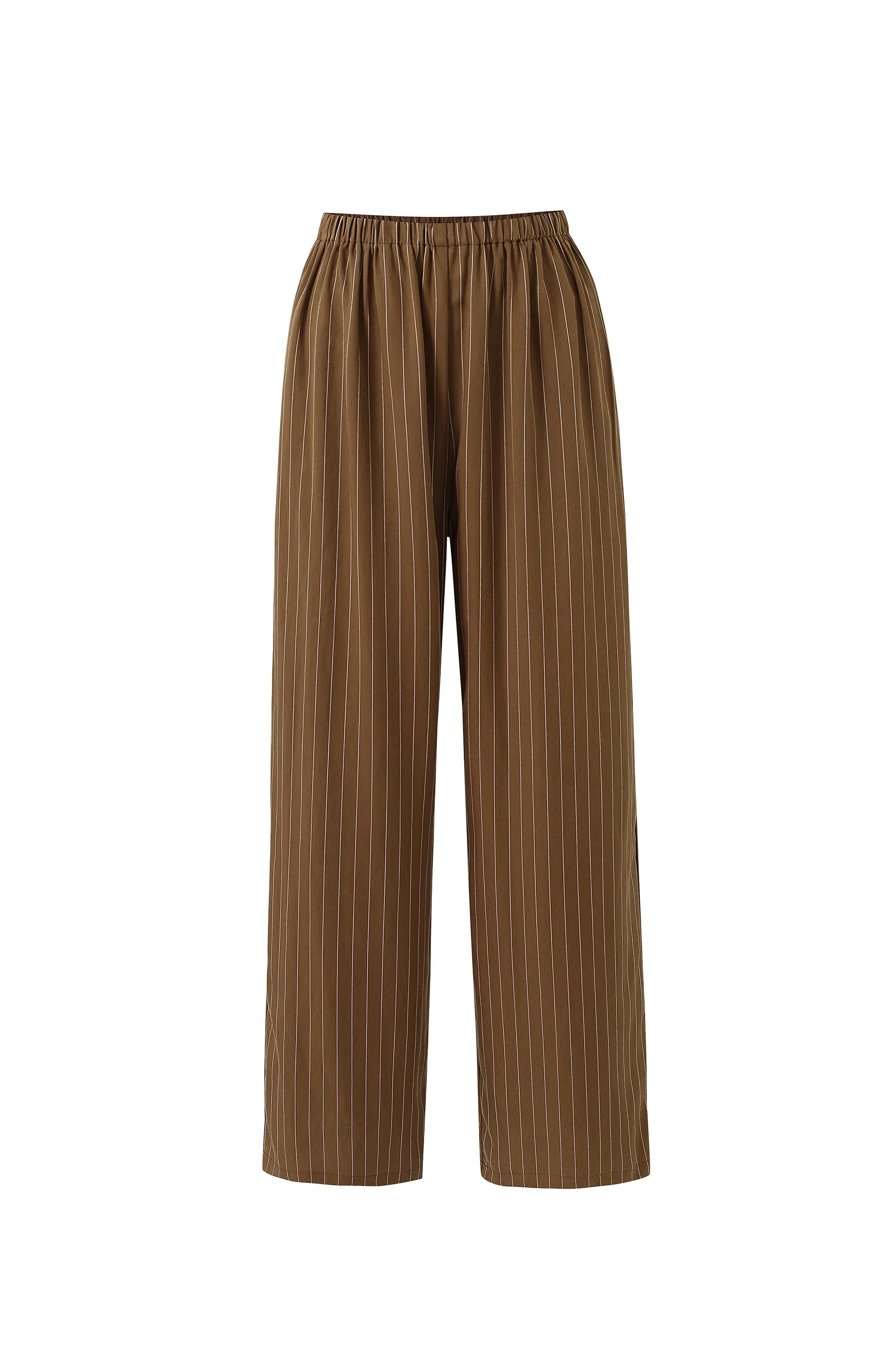 Tencel Stripe Lazy Pants Brown sold by Fashion Brand Company