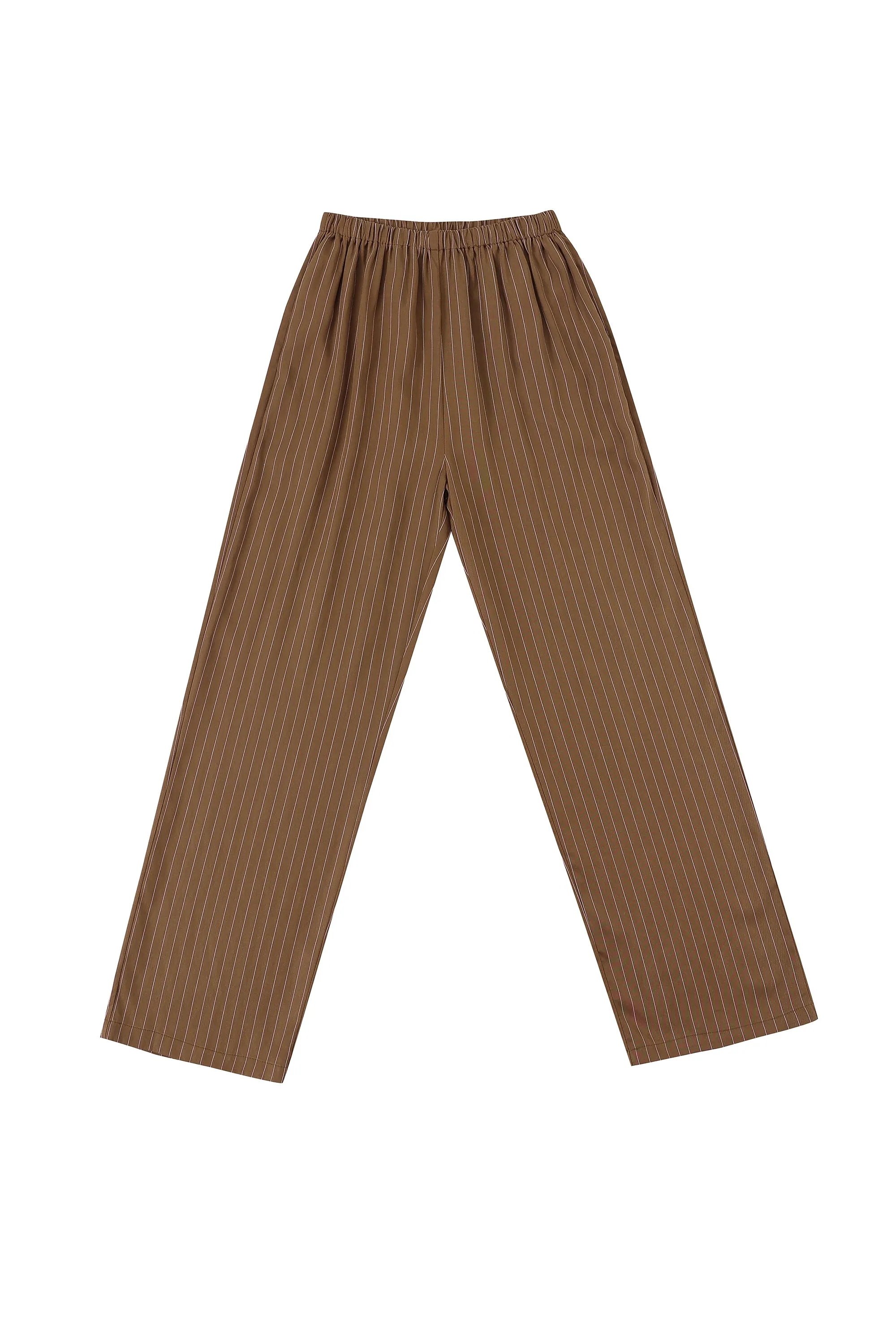 Tencel Stripe Lazy Pants Brown sold by Fashion Brand Company product image thumbnail 2