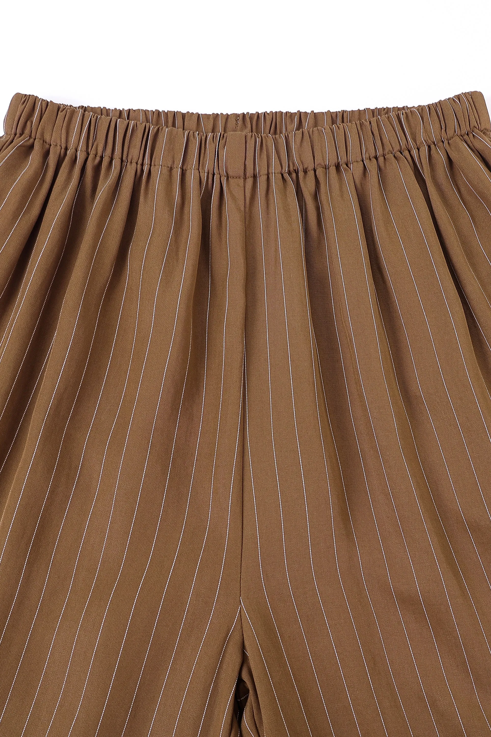 Tencel Stripe Lazy Pants Brown sold by Fashion Brand Company product image thumbnail 3