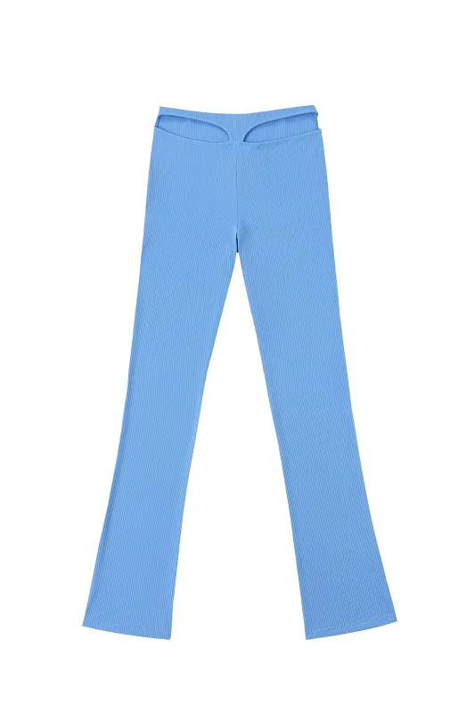 Whale Tail Tencel Rib Pants Baby Blue made by Fashion Brand Company