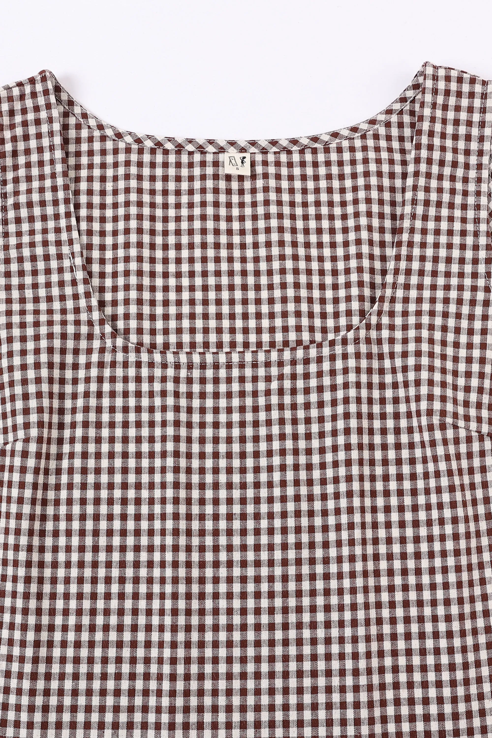 Scoop Crop Tank Cotton Brown Gingham sold by Fashion Brand Company product image thumbnail 2