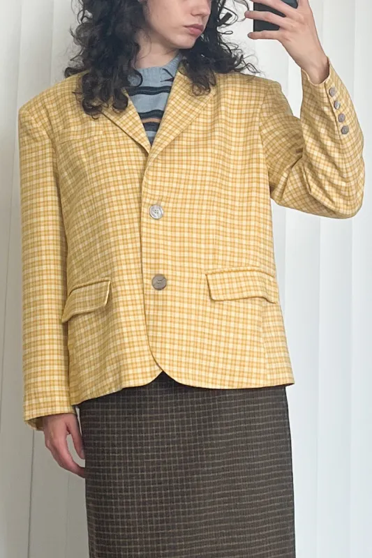 SAMPLE #82 - S Plaid Unisex Blazer - Yellow made by Fashion Brand Company