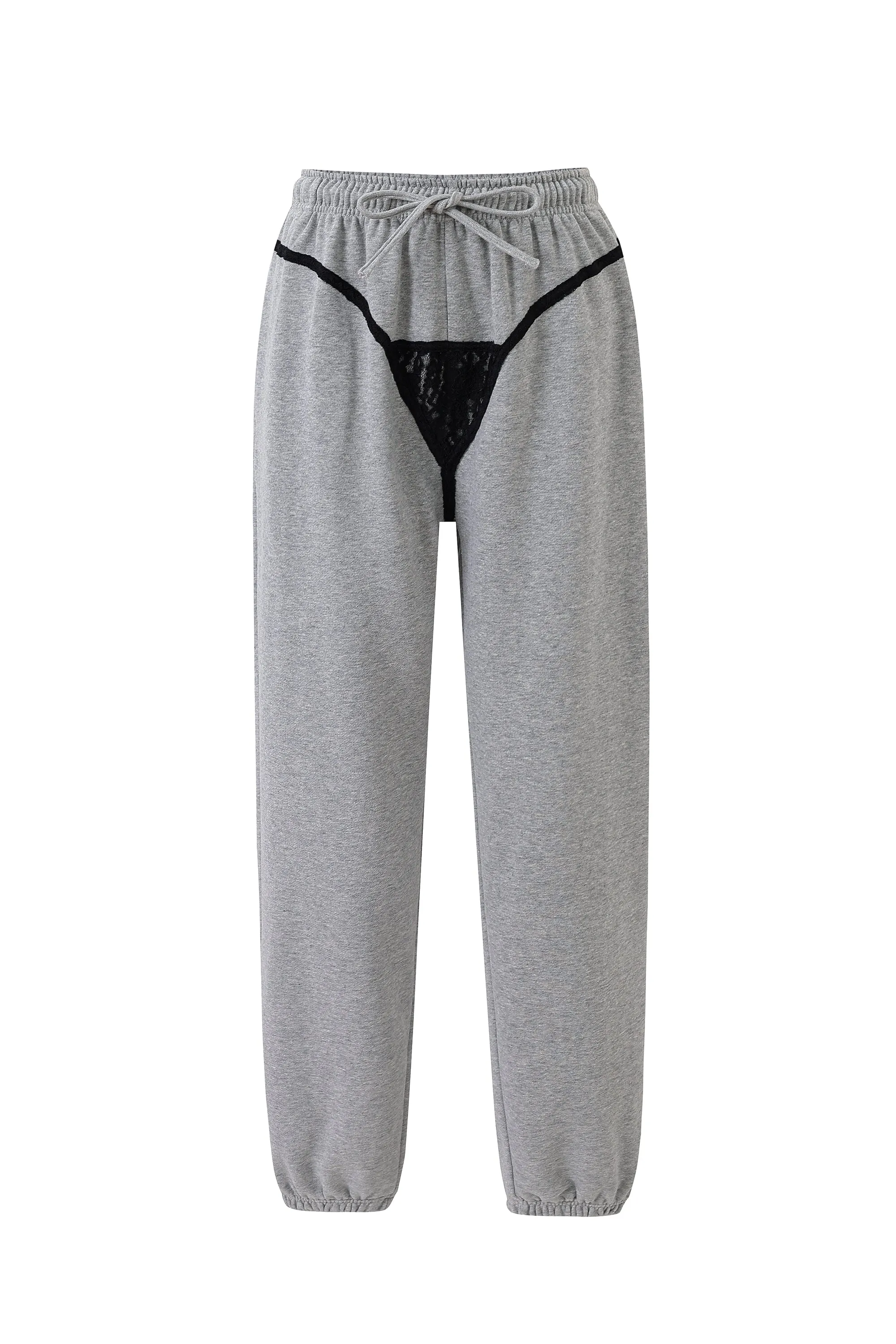 Lace Bikini Bod Zip-up Sweatpants Gray/Black sold by Fashion Brand Company product image thumbnail 5
