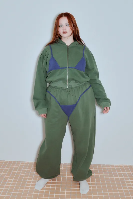 Bikini Bod Zip-Up Sweatshirt Green/Blue made by Fashion Brand Company