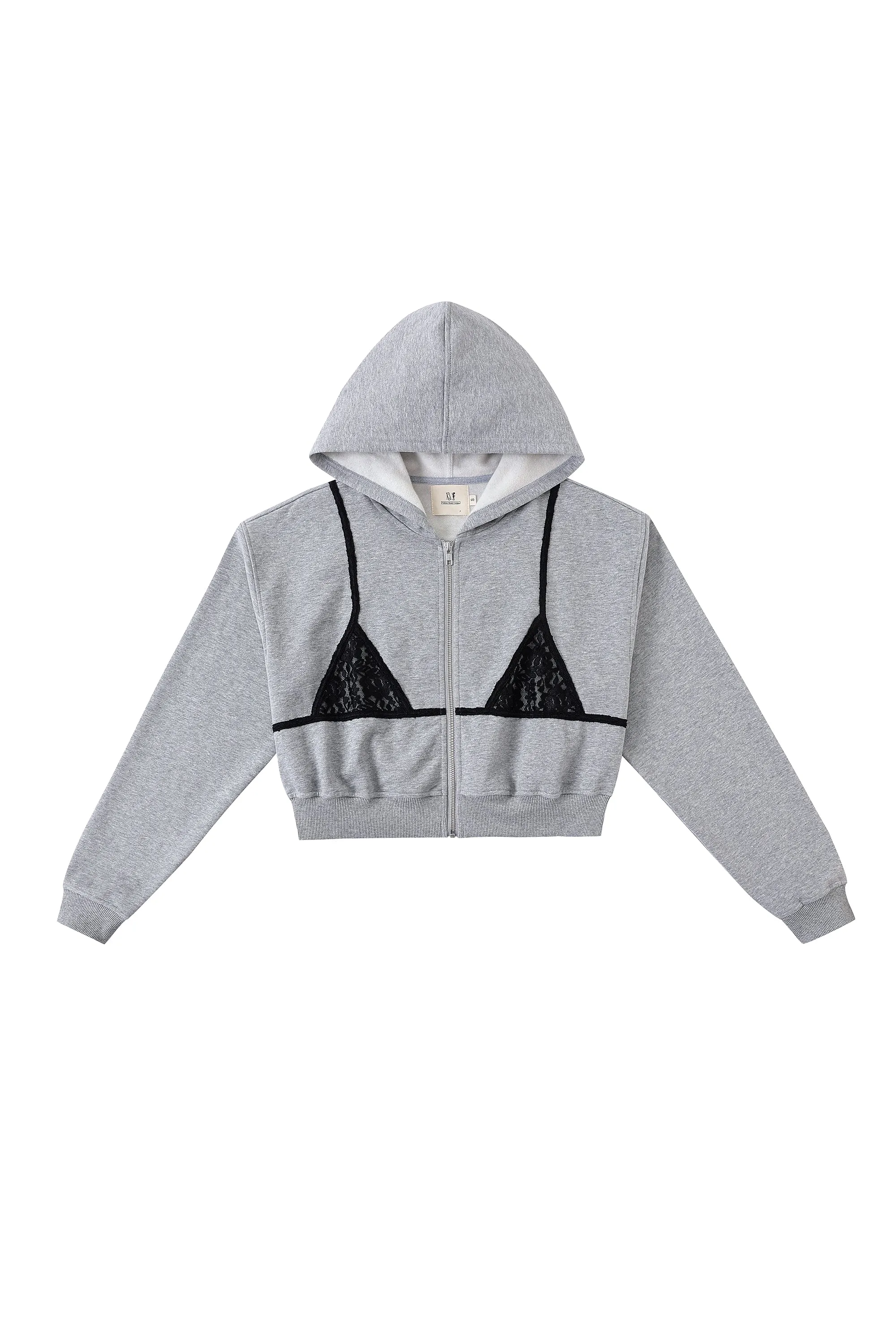 Lace Bikini Bod Zip-Up Sweatshirt Gray/Black sold by Fashion Brand Company product image thumbnail 3