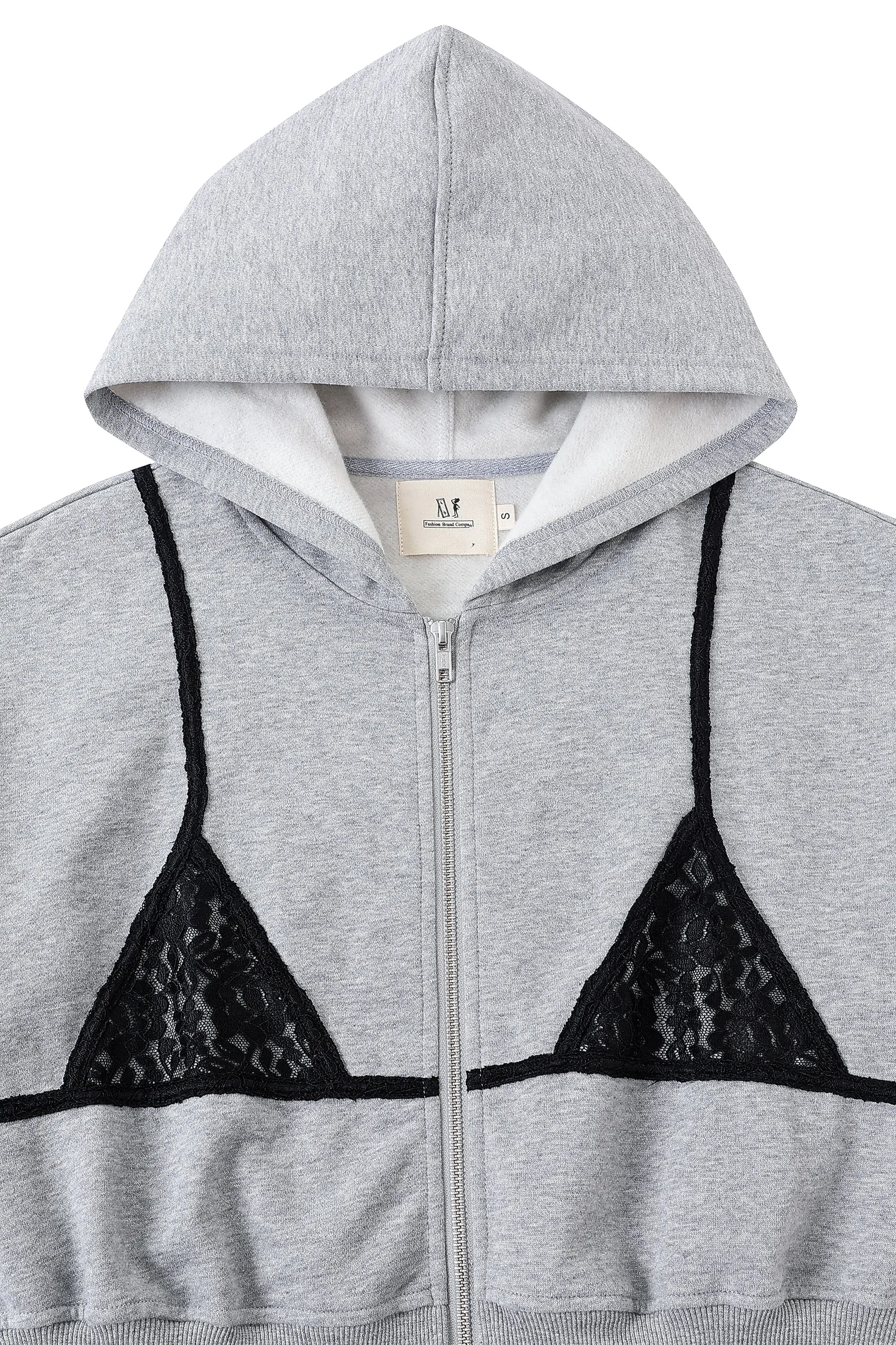 Lace Bikini Bod Zip-Up Sweatshirt Gray/Black sold by Fashion Brand Company product image thumbnail 4