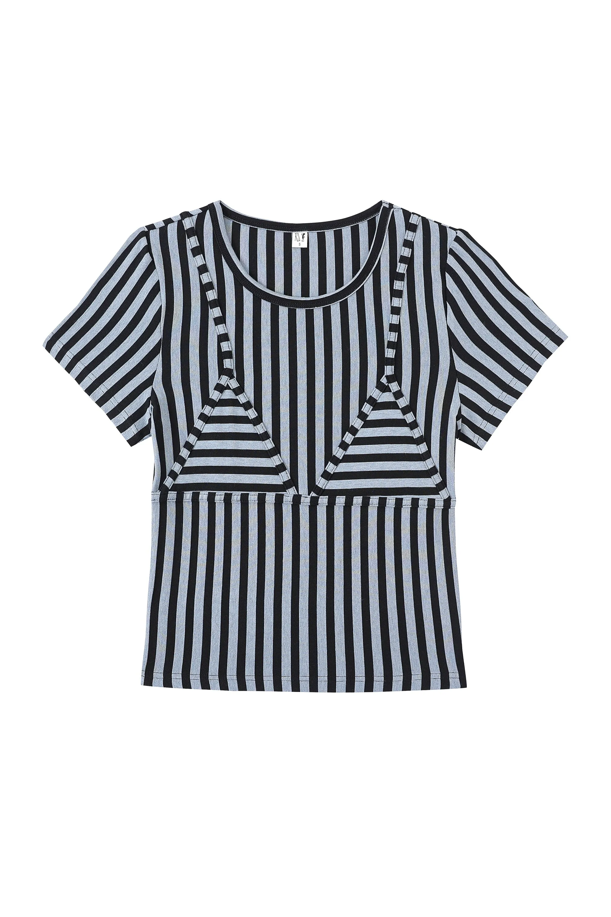 Bikini Bod Vertical Striped Short Sleeve Tee Blue sold by Fashion Brand Company