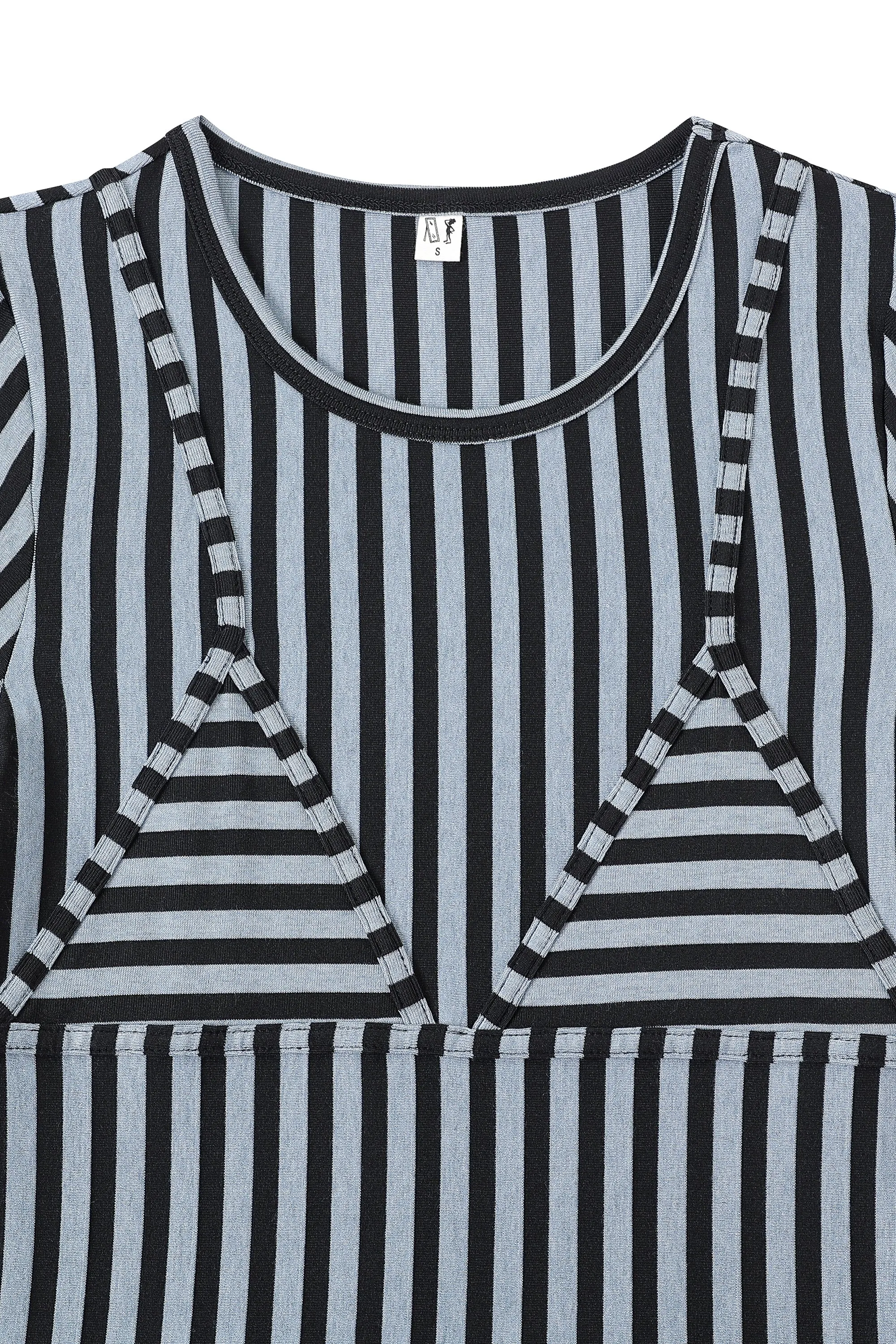 Bikini Bod Vertical Striped Short Sleeve Tee Blue sold by Fashion Brand Company product image thumbnail 4
