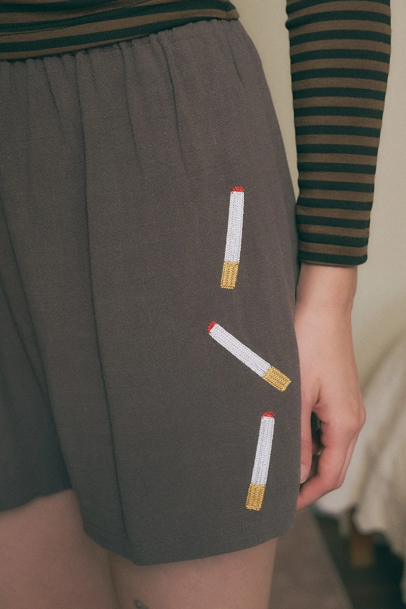 Cigarettes Soft Linen Shorts Gray sold by Fashion Brand Company product image thumbnail 2