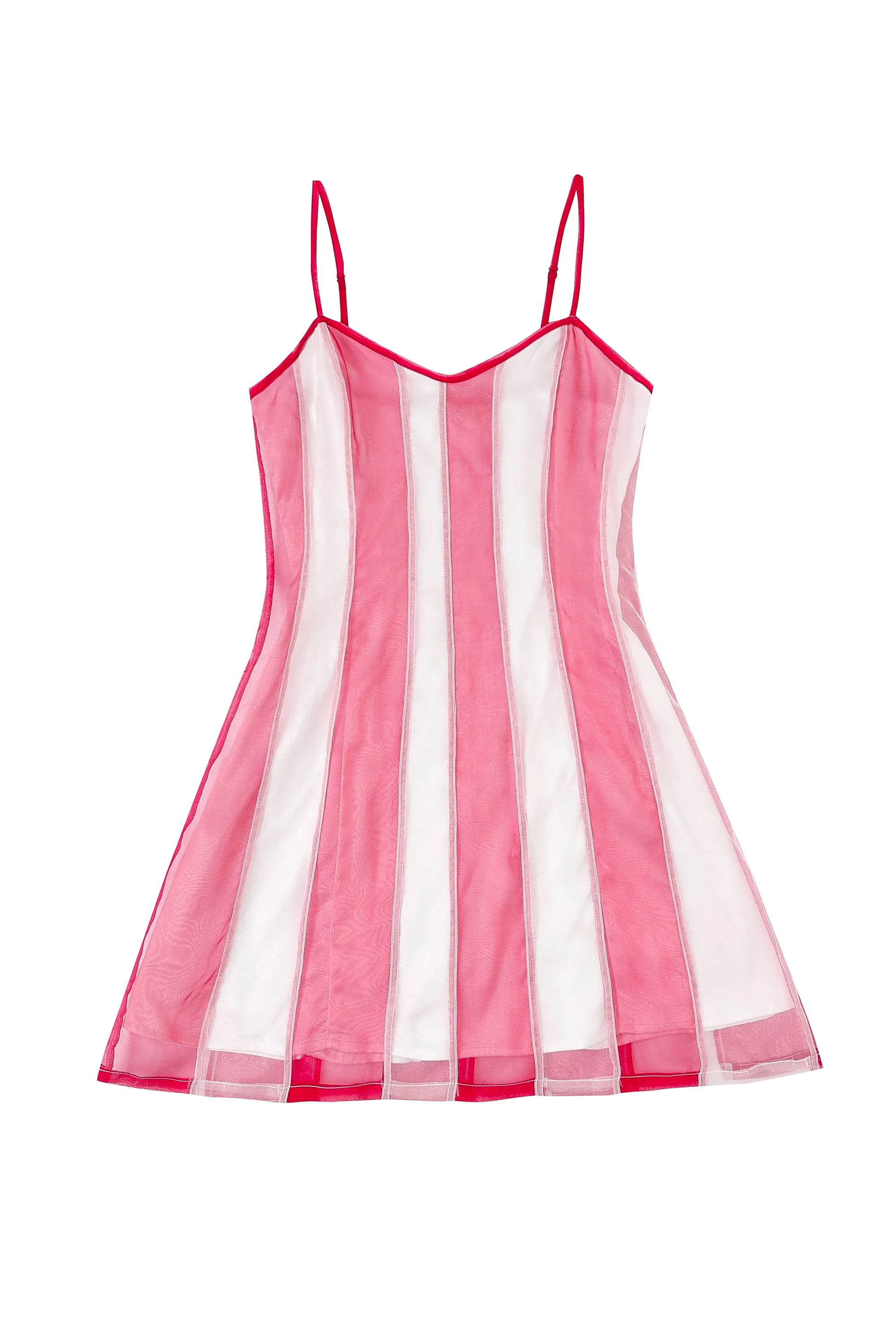 3 left - Silk Pieced Stripe Mini Slip Dress Red/White sold by Fashion Brand Company product image thumbnail 4