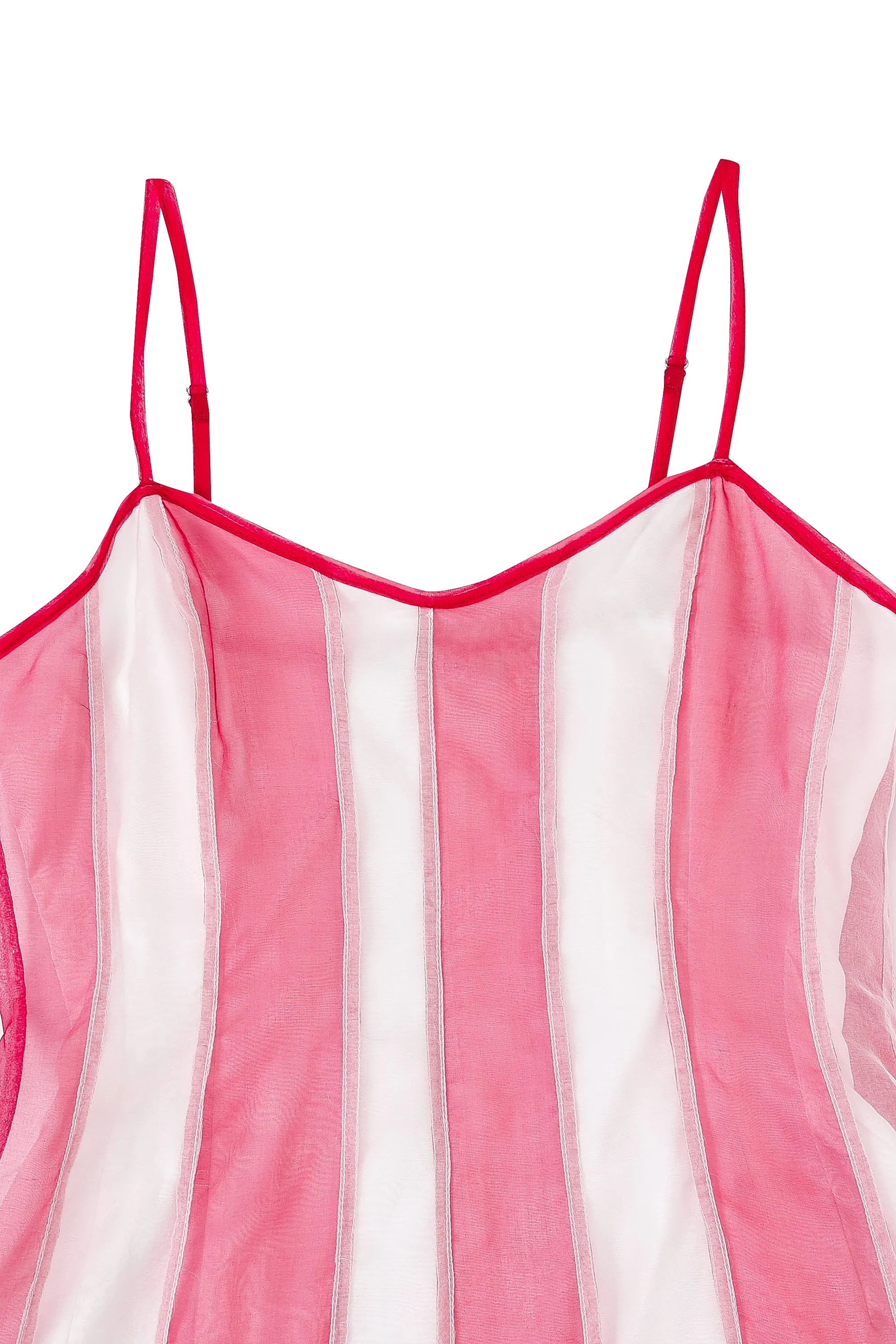 3 left - Silk Pieced Stripe Mini Slip Dress Red/White sold by Fashion Brand Company product image thumbnail 5