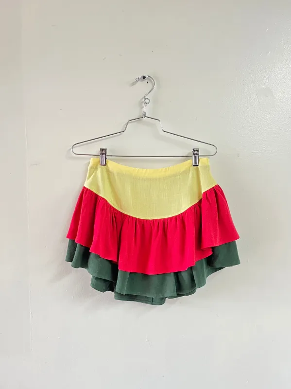 SAMPLE #222 - S Soft Linen Tiered Ruffle Skort - Burger made by Fashion Brand Company