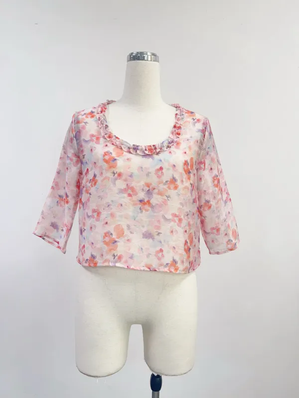SAMPLE #246 - S Silk Nicole's Divorce Blouse - Pink / Purple made by Fashion Brand Company