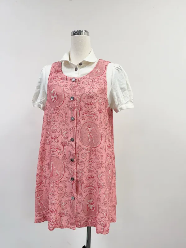 SAMPLE #278 - S Soft Linen Peter Pan Button Up Dress - Pink Toile made by Fashion Brand Company