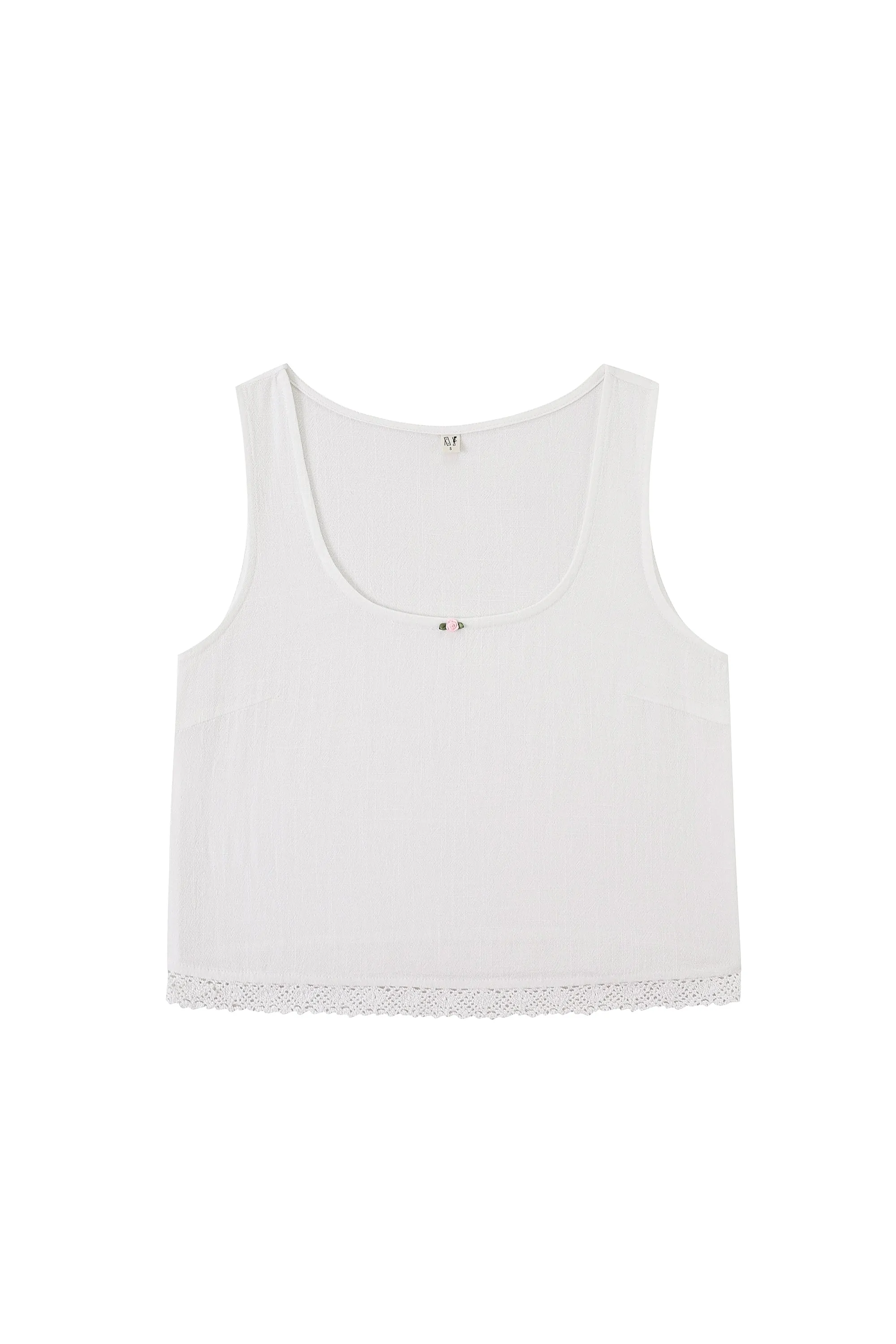 Scoop Crop Tank Soft Linen White Lace sold by Fashion Brand Company product image thumbnail 2
