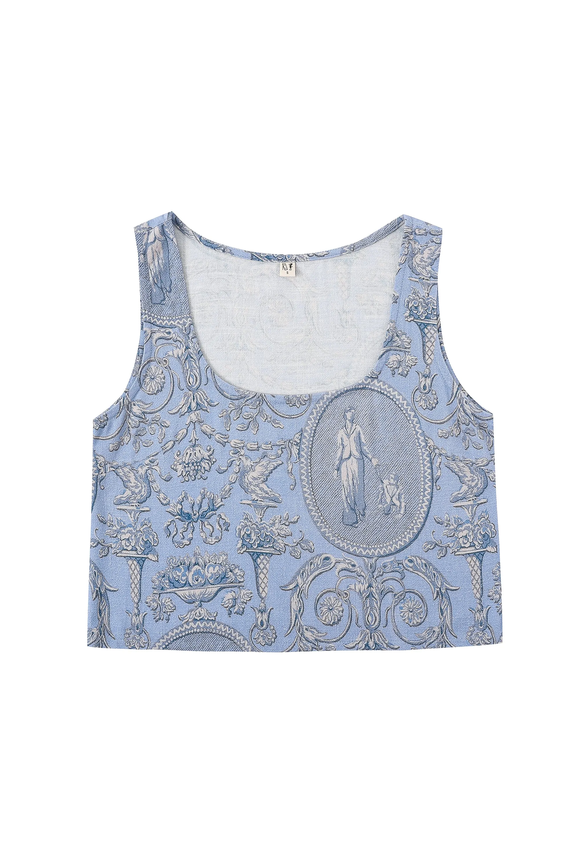 Scoop Crop Tank Soft Linen Blue "Women" Toile sold by Fashion Brand Company product image thumbnail 2