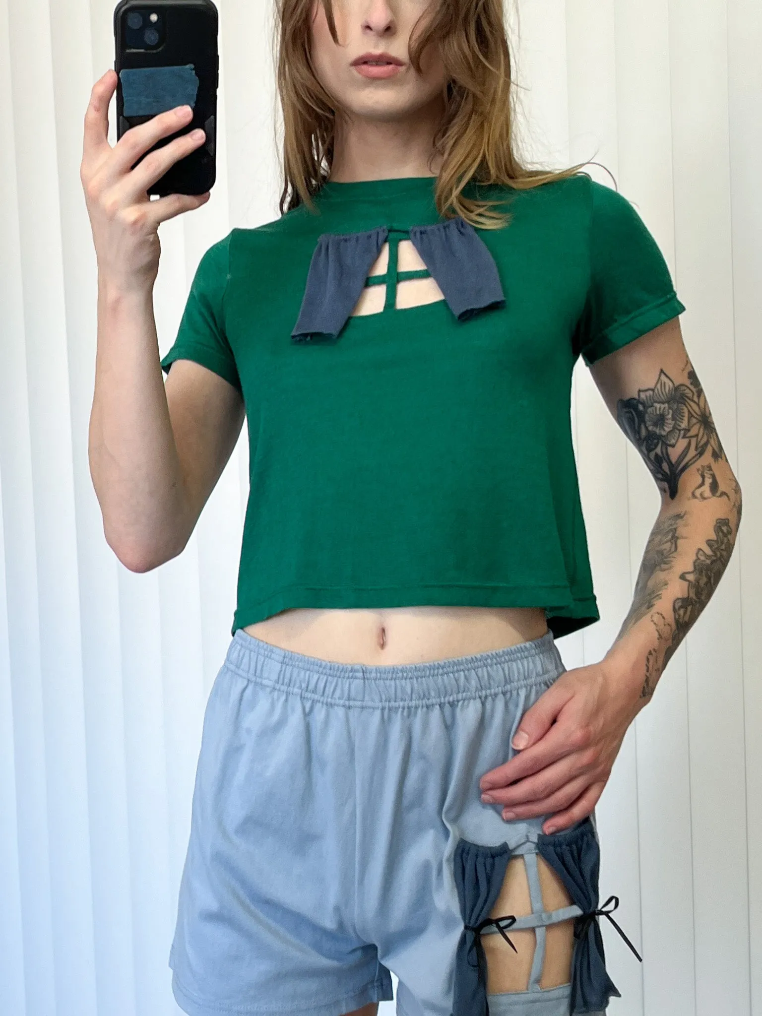 SAMPLE #171 - S Window Wool Blend Tee - Green / Blue sold by Fashion Brand Company