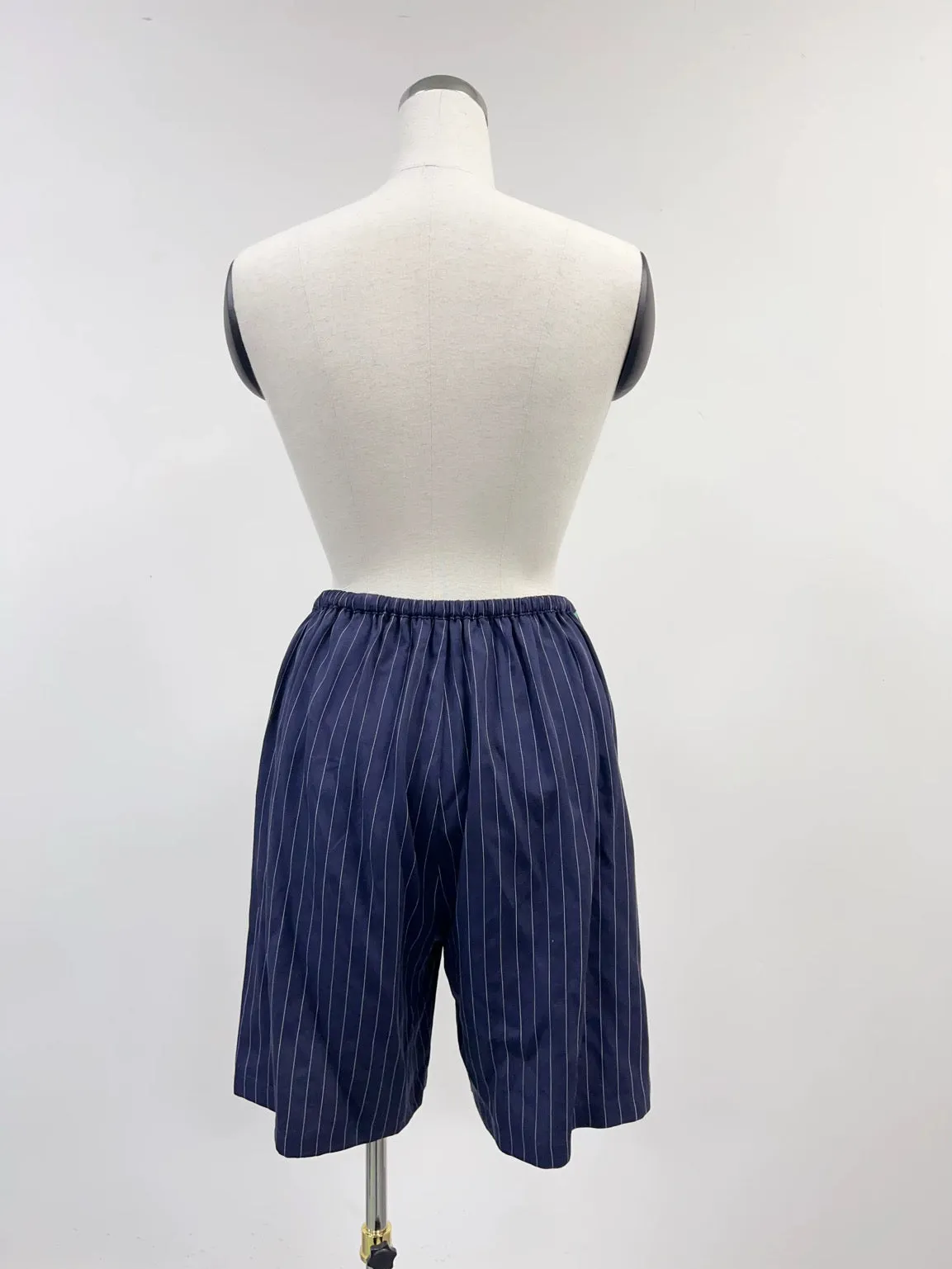 SAMPLE #225 - S Tencel Long Drawstring Shorts - Navy Stripe / Mint sold by Fashion Brand Company product image thumbnail 2