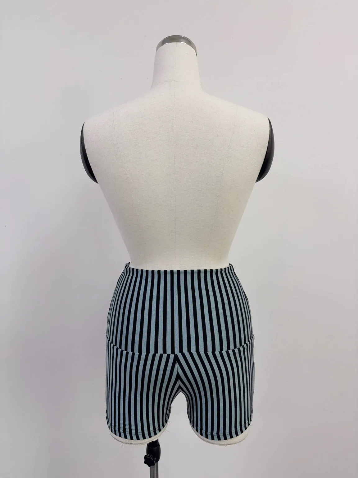 SAMPLE #224 - S Foldover Wool Blend Lounge Shorts - Blue Stripe sold by Fashion Brand Company product image thumbnail 3