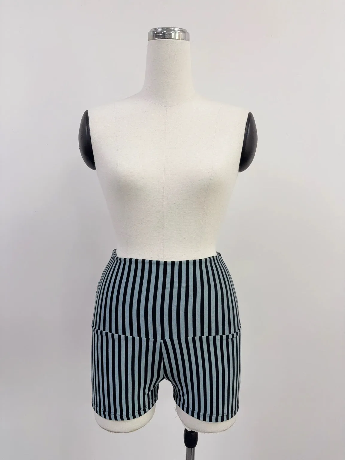 SAMPLE #224 - S Foldover Wool Blend Lounge Shorts - Blue Stripe sold by Fashion Brand Company product image thumbnail 2