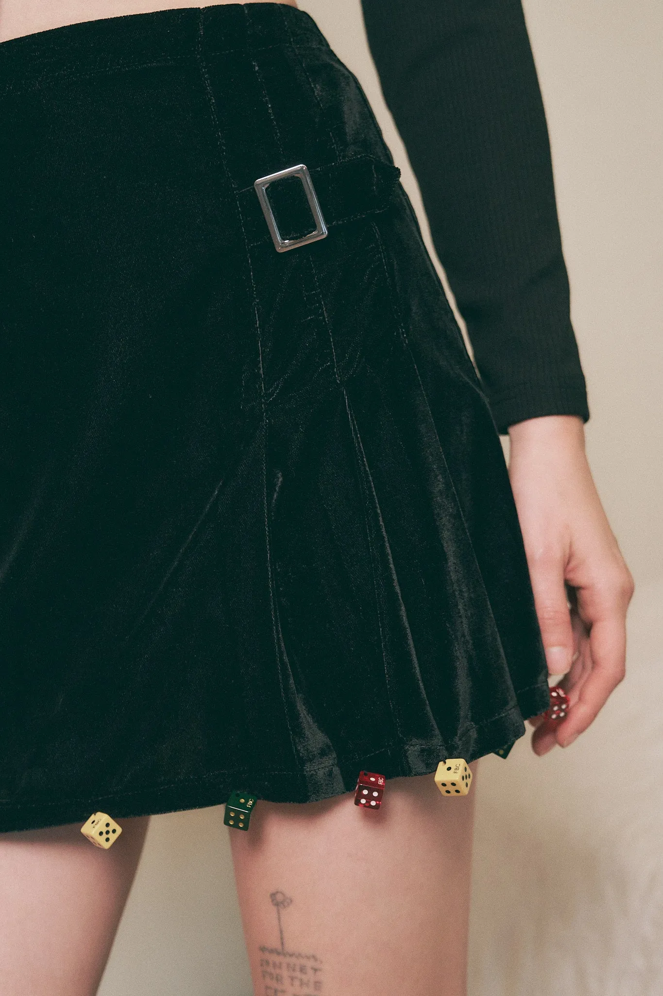 SAMPLE #218 - S Lucky Dice Velvet Skirt - Black sold by Fashion Brand Company product image thumbnail 2