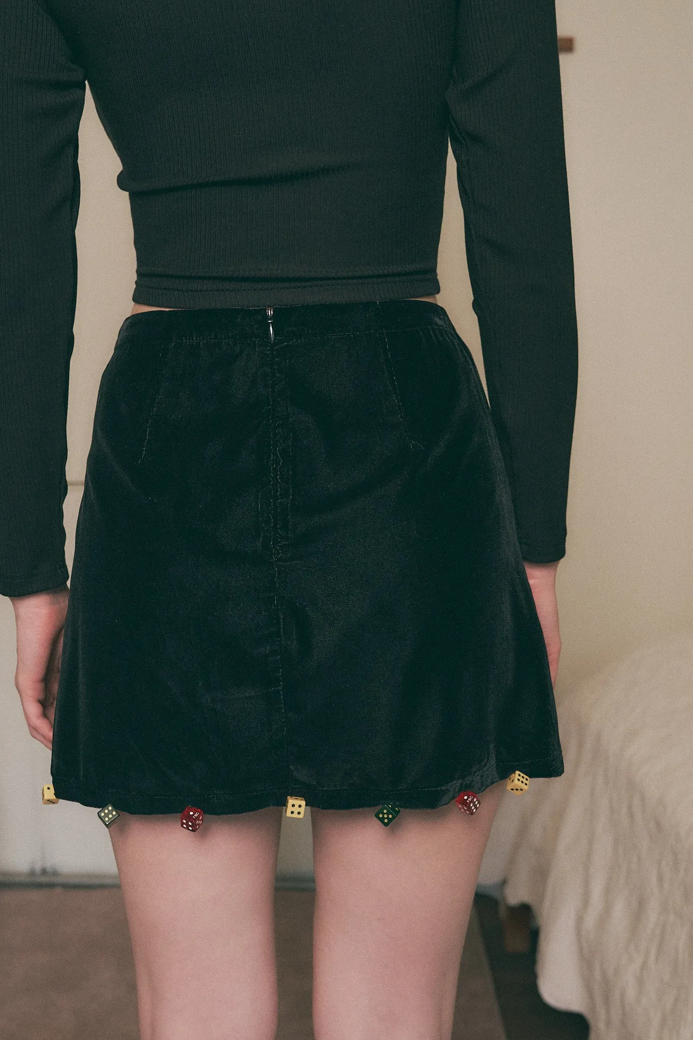 SAMPLE #218 - S Lucky Dice Velvet Skirt - Black sold by Fashion Brand Company product image thumbnail 3