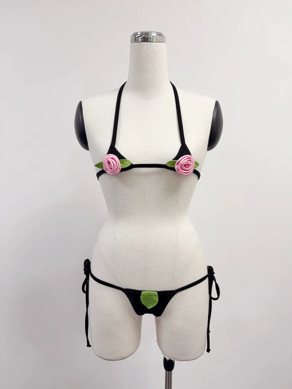 SAMPLE #216 - XS/S Eve Micro String Bikini Set - Black sold by Fashion Brand Company