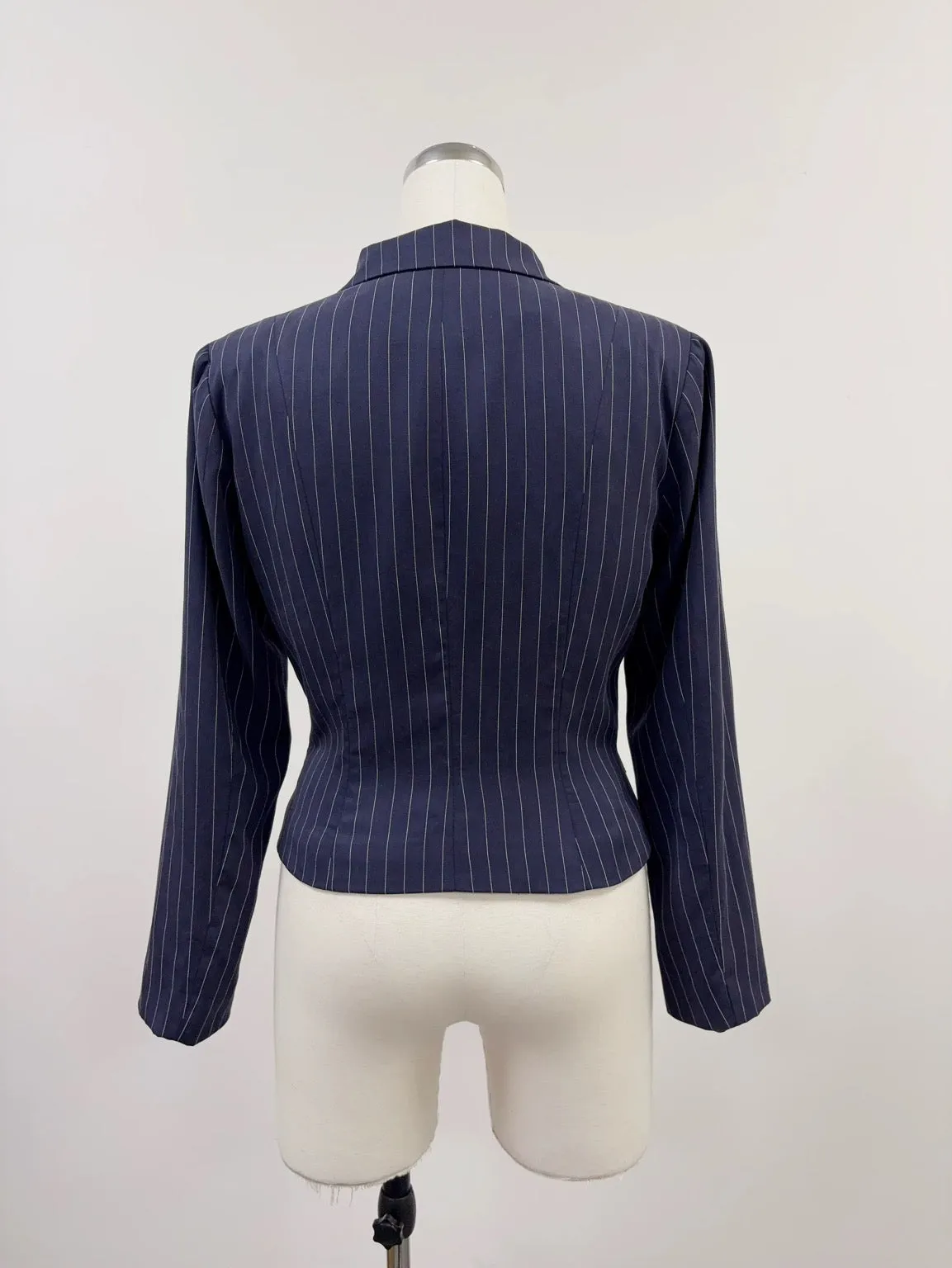 SAMPLE #256 - S Tencel Stripe Collared Blouse - Navy sold by Fashion Brand Company product image thumbnail 2