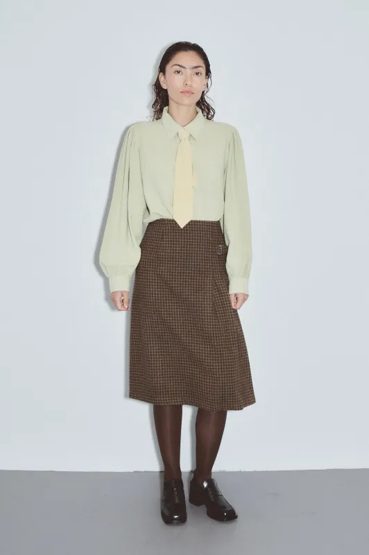 Moss Plaid Wool Blend Midi Skirt made by Fashion Brand Company