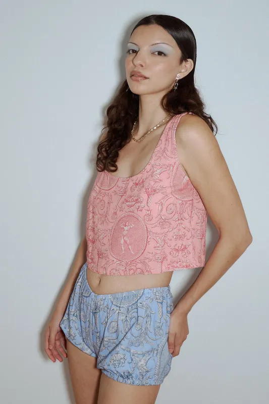 Scoop Crop Tank Soft Linen Women made by Fashion Brand Company