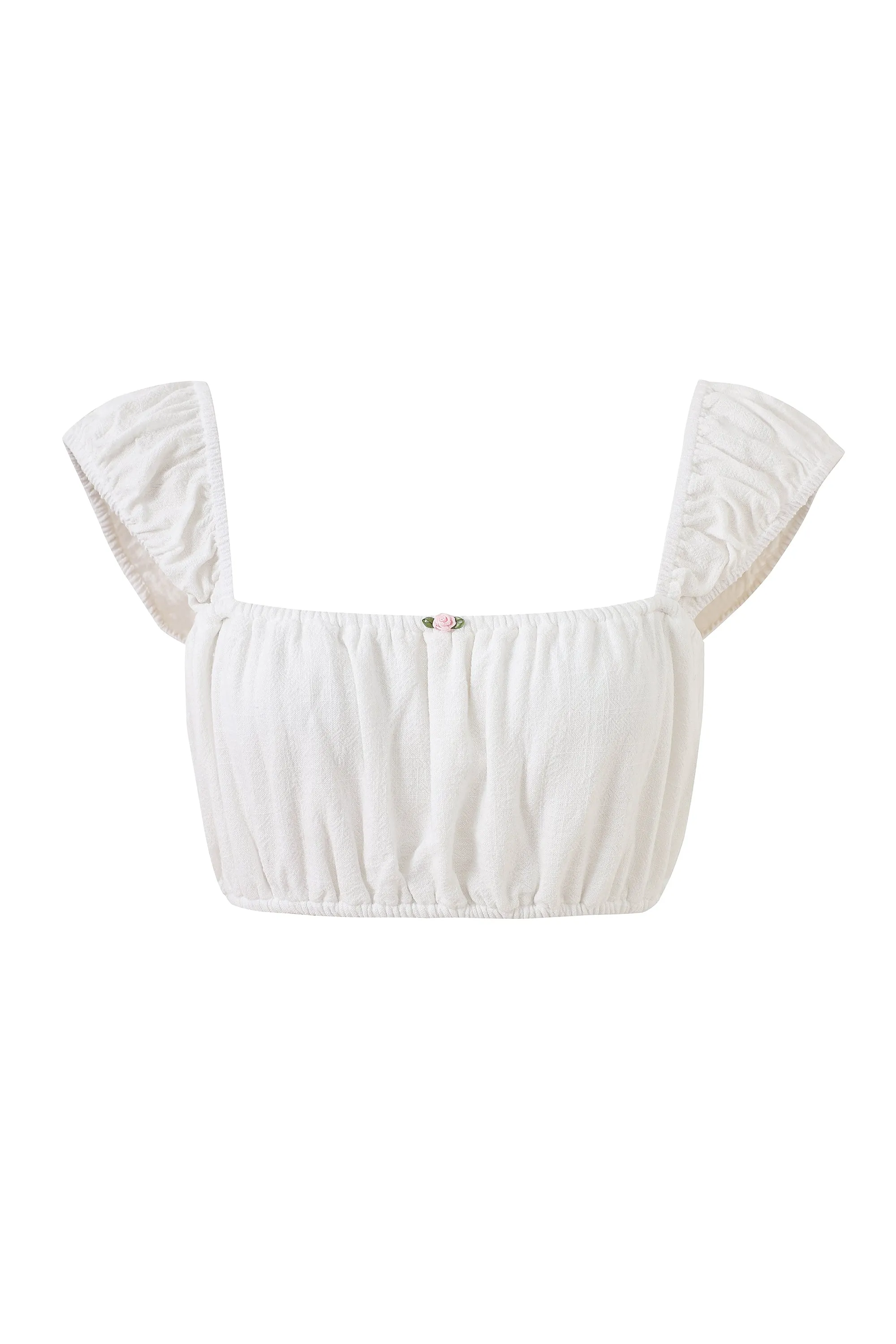 Soft Linen Cap Sleeve Bra Top White sold by Fashion Brand Company product image thumbnail 2