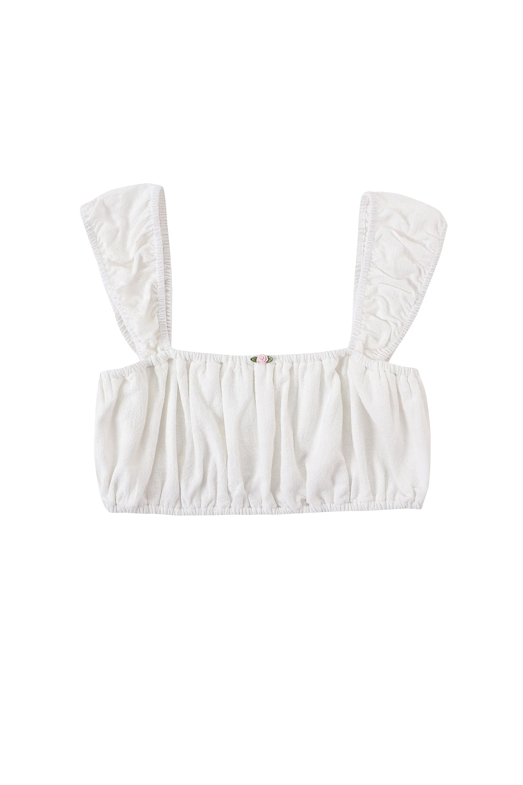 Soft Linen Cap Sleeve Bra Top White sold by Fashion Brand Company product image thumbnail 3