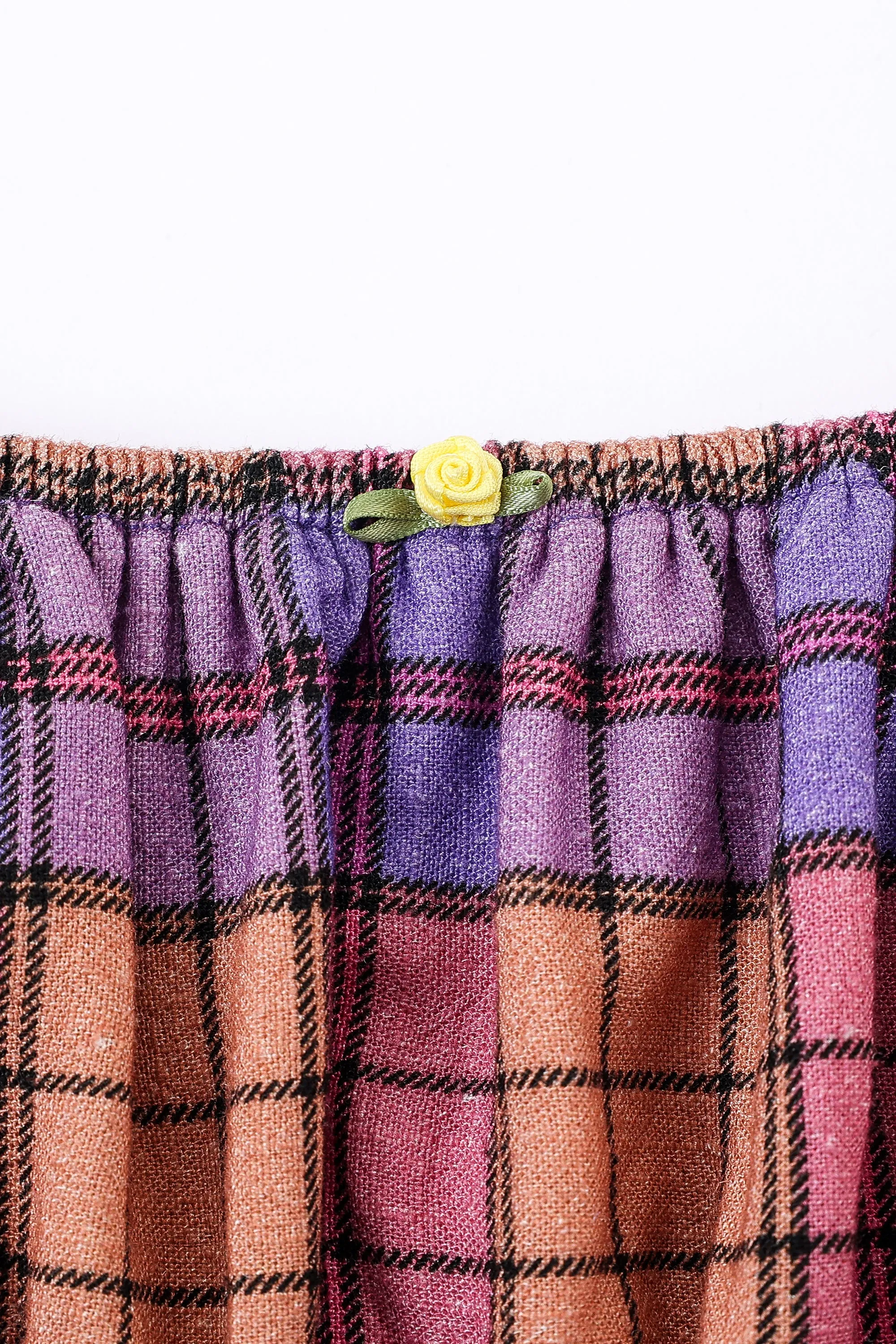 Soft Linen Cap Sleeve Bra Top Purple Plaid sold by Fashion Brand Company product image thumbnail 5