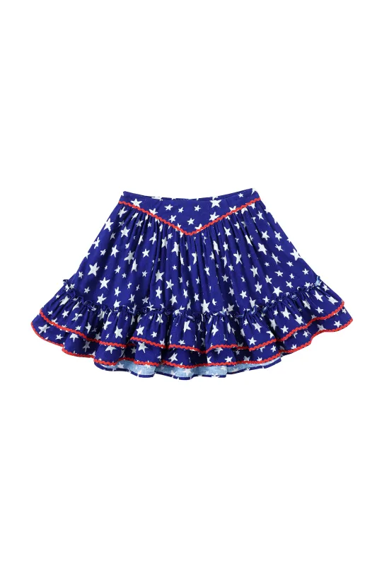 Loretta Ruffle Soft Linen Skirt Americana made by Fashion Brand Company